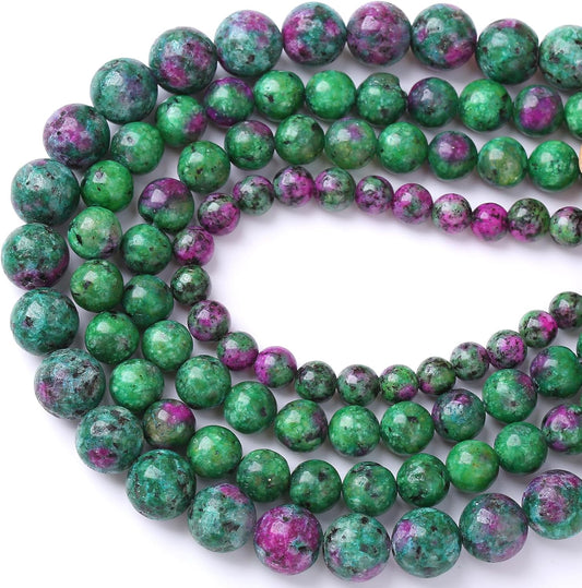 32pcs 12mm Natural Epidote Zoisite Stone Beads for Jewelry Making DIY Bracelet Necklace Accessories 15" Energy Healing Power Stone Beads