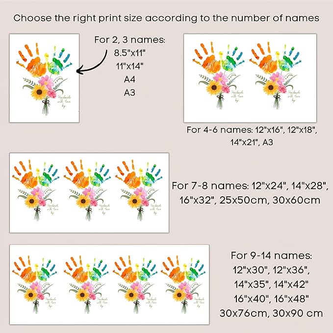 Flowers Bouquet Mother’s Day Handprint Art DIY Kit – Custom Mother's Day Handprint Art DIY Gifts For Grandparents And Moms from Kids, Christmas, Birthday Crafts Gifts