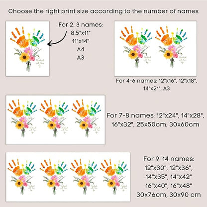Flowers Bouquet Mother’s Day Handprint Art DIY Kit – Custom Mother's Day Handprint Art DIY Gifts For Grandparents And Moms from Kids, Christmas, Birthday Crafts Gifts