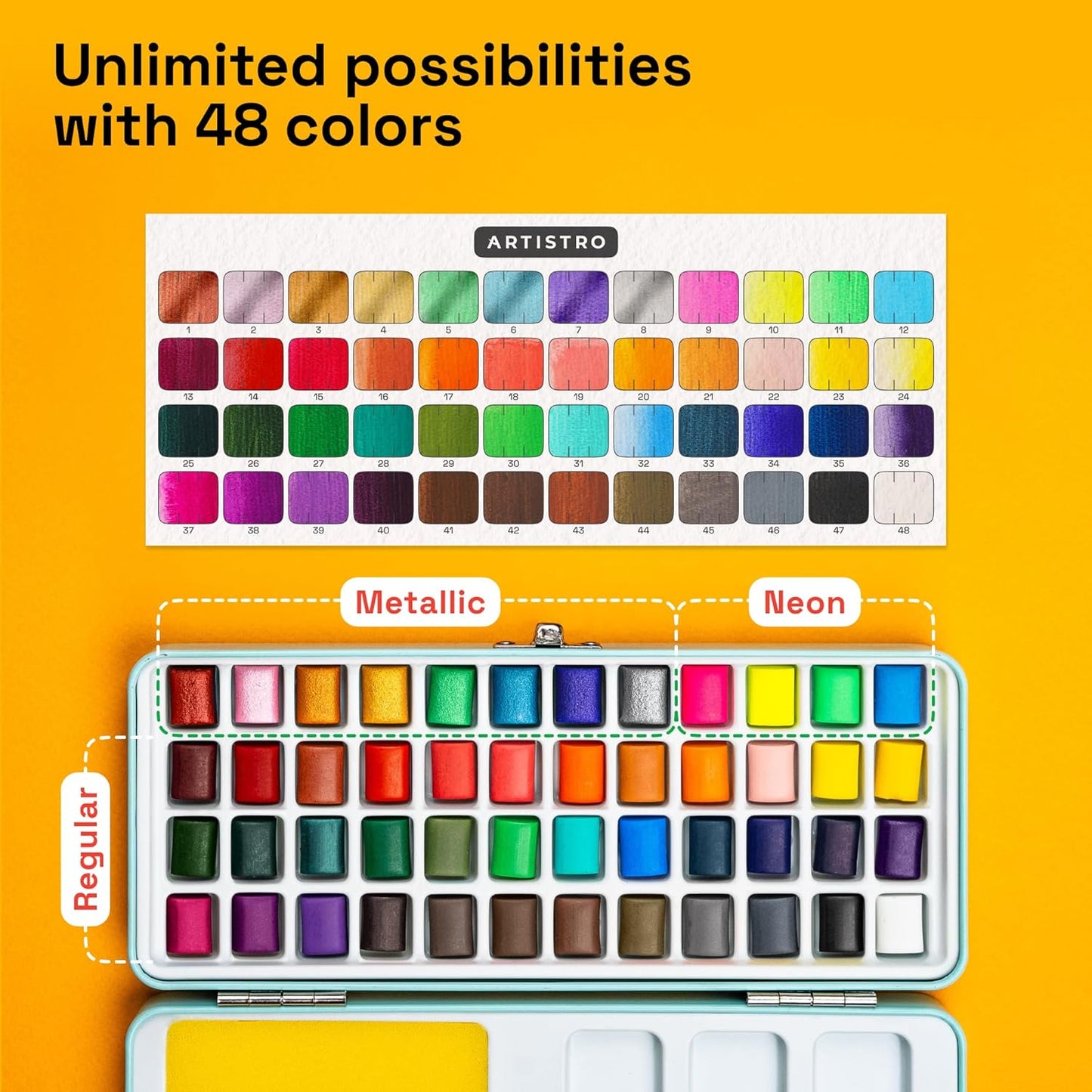 ARTISTRO Watercolor Paint Set Portable, Palette Set with Metallic Colors for Workbooks - Mini Travel Painting Kit for Artists, Professionals, Adults, Kids, Girls&Boys - Art Supplies, Christmas Gift - Crafty Corner