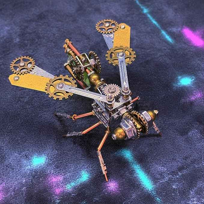 Mechanical Bee Model Metal Insect Bug Sculpture Steampunk, 3D Puzzle Making Kit,Hobby Kit Fun Crafts,Cool for Birthday(Mechanical Bee B)