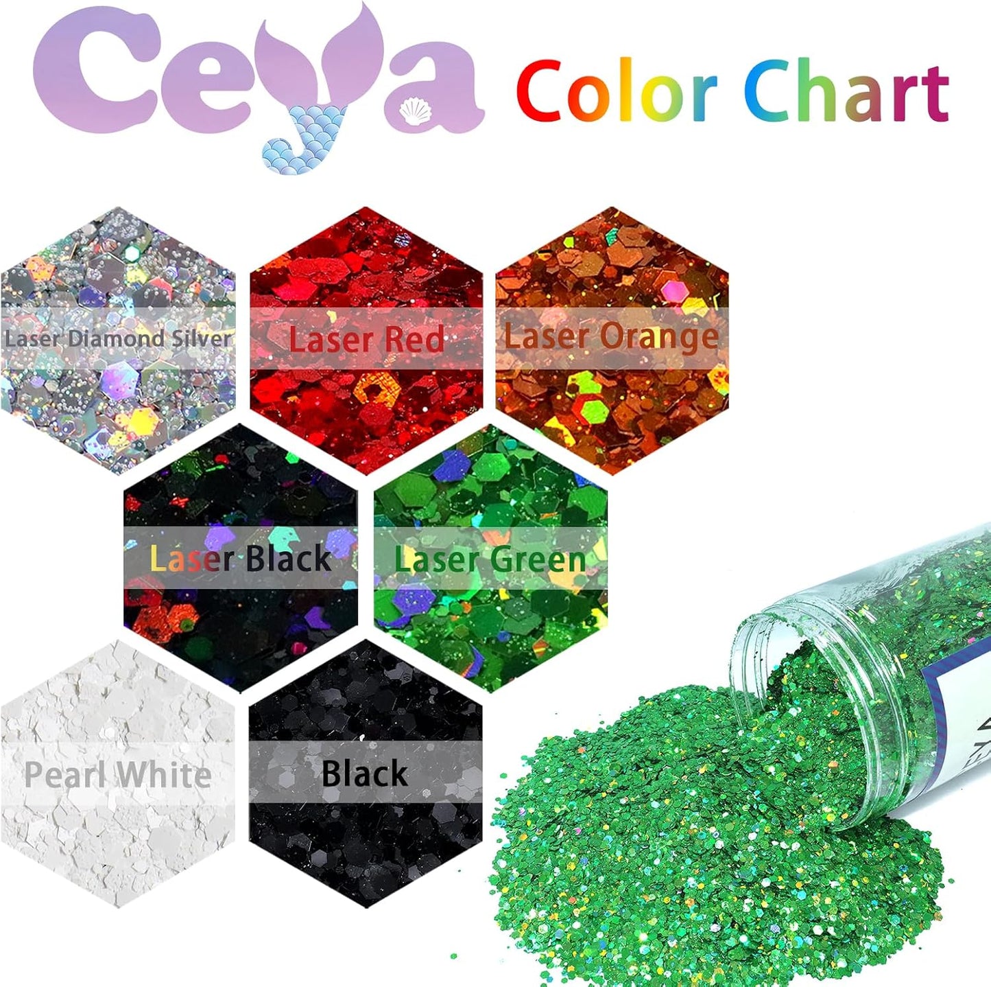 Ceya Holographic Chunky Glitter, 1 LB/ 16OZ Laser Red Bulk Craft Glitter Mixed Chunky Fine Glitter Bottled Metallic Flake Nail Sequins for Resin, Tumblers, Scrapbooking, Festival Decor, Art Project