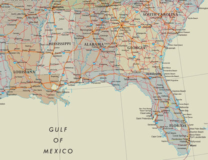 24x36 United States, USA Contemporary Premier Wall Map Poster (24x36 PAPER)