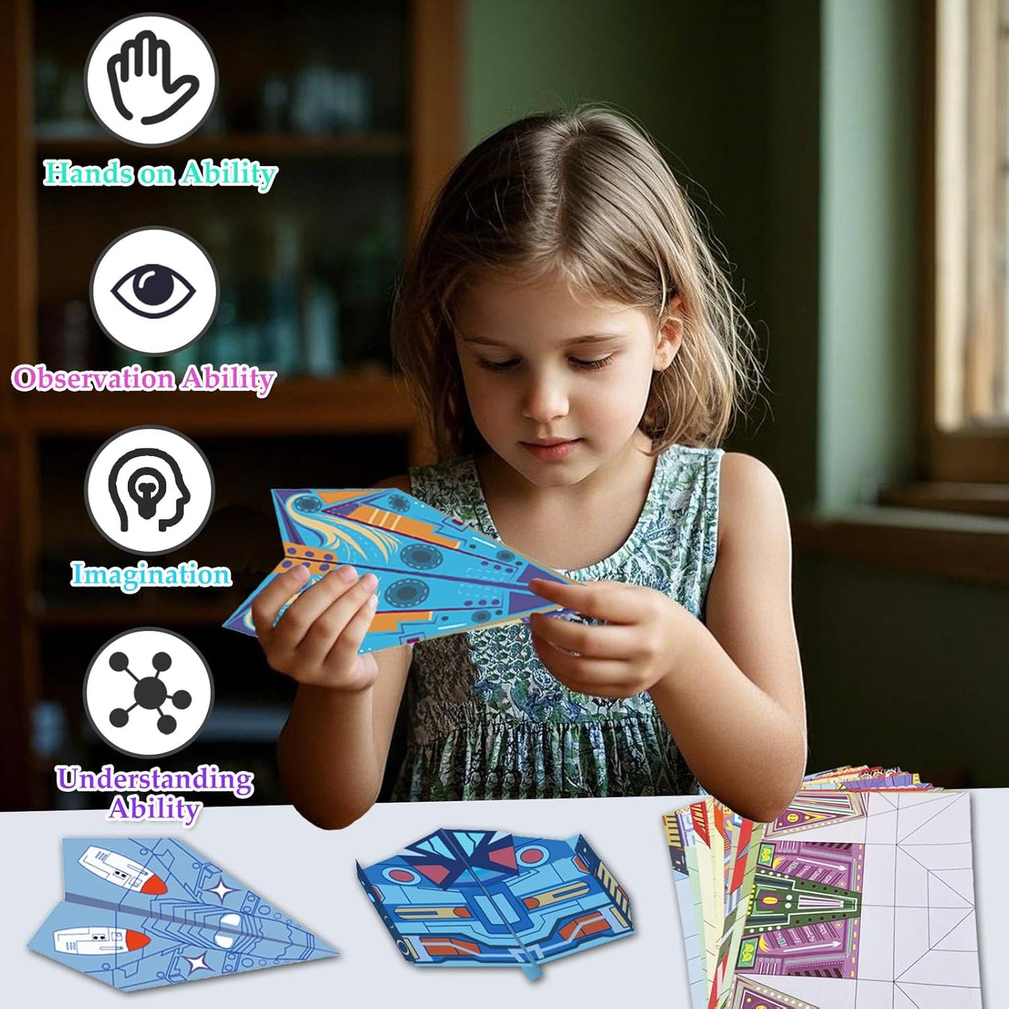 Paper Airplane Kits with 16 Classic Designs, 32 Sheets of Colorful Origami Paper, World Record Paper Planes, Airplane Gifts for Boys and Girls Ages 6-12+ (Digital Manual Only, Fun and Easy to Fold) - Crafty Corner