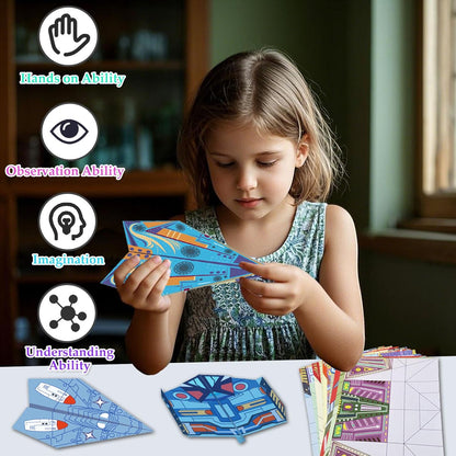 Paper Airplane Kits with 16 Classic Designs, 32 Sheets of Colorful Origami Paper, World Record Paper Planes, Airplane Gifts for Boys and Girls Ages 6-12+ (Digital Manual Only, Fun and Easy to Fold) - Crafty Corner
