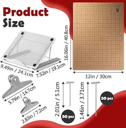 12×16 Inch Macrame Board and Pins Kit, Double Sided Grids Handmade Braiding Macrame Board with Instructions - Perfect Macrame Tools and Supplies for Bracelet Creating, Knotting Creations
