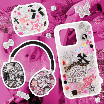 EIiovcnya 2380 Pcs Junk Phone Case Charms Kit, Charms for Customizing DIY Cases, with Nail Accessories, Cute Bow, Star, Candy, Letter Beads, Flatback Aesthetic Big Decor Valentine's Day Gift