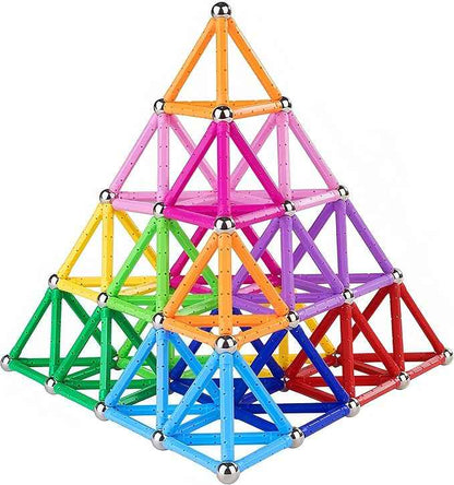 Beicarin 204 Pcs Magnetic Building Sticks Blocks Toys, 2.3" Length Magnet Educational Stacking Toys Set for Kids and Adult, STEM Building Toy 3D Non-Magnetic Balls with Storage Bag