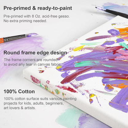 PHOENIX Large Stretched Canvas for Painting 18x18 Inch/5 Value Pack, 8 Oz Triple Primed 5/8 Inch Profile 100% Cotton White Blank Canvas, Square Framed Canvas for Oil Acrylic & Pouring Art