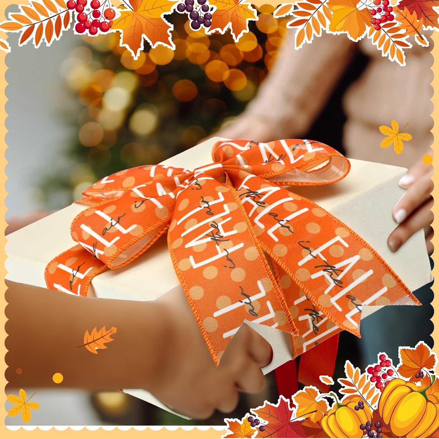 12 Rolls Fall Wired Edge Ribbon for Wreaths 2 Inch x 60 Yards Maple Leaves Pumpkin Burlap Ribbon Thanksgiving Plaid Crafts for Autumn Harvest Party Decoration Supplies, 12 Styles - Crafty Corner