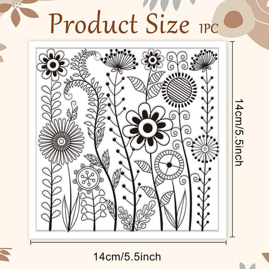 CHGCRAFT Abstract Wildflowers Polymer Clay Texture Sheets Geometric Flowers Silicone Stamp Clay Texture Mat Modeling Pattern Pad Texture Sheets for Jewelry and Clay Earrings Tools, 5.5x5.5 inch