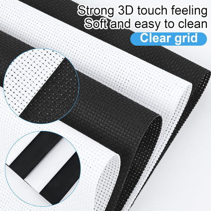 MYFAMIREA 16PCS Cross Stitch Fabric, 4 Sizes Aida Cloth 14 Count White and Black Craft Embroidery Cloth Classic Reserve Cross Stitch for Home DIY Needlework Embroidery Decoration, 5.9 to 11.8inch