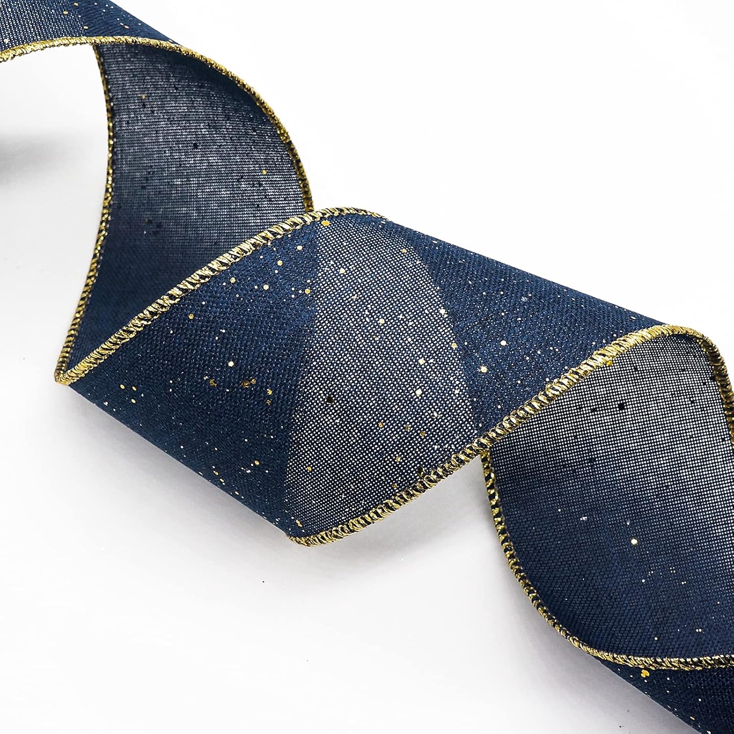 CT CRAFT LLC Blue Burlap Fabric Confetti Glitter Wired Ribbon 2.5" x 10 Yards Navy Color for Christmas Home Wedding Decor Gift Wrapping Tree Topper Bow Wreath Bouquet DIY Crafts - Crafty Corner