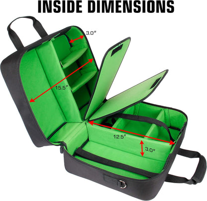 USA Gear XL Trading TCG MTG Deck Box Bag Travel Case - Large MTG Card Storage Bag with Padded Shoulder Strap, Customizable Interior, Weather Resistant - Fits Deck Boxes & Sleeved Cards - Green