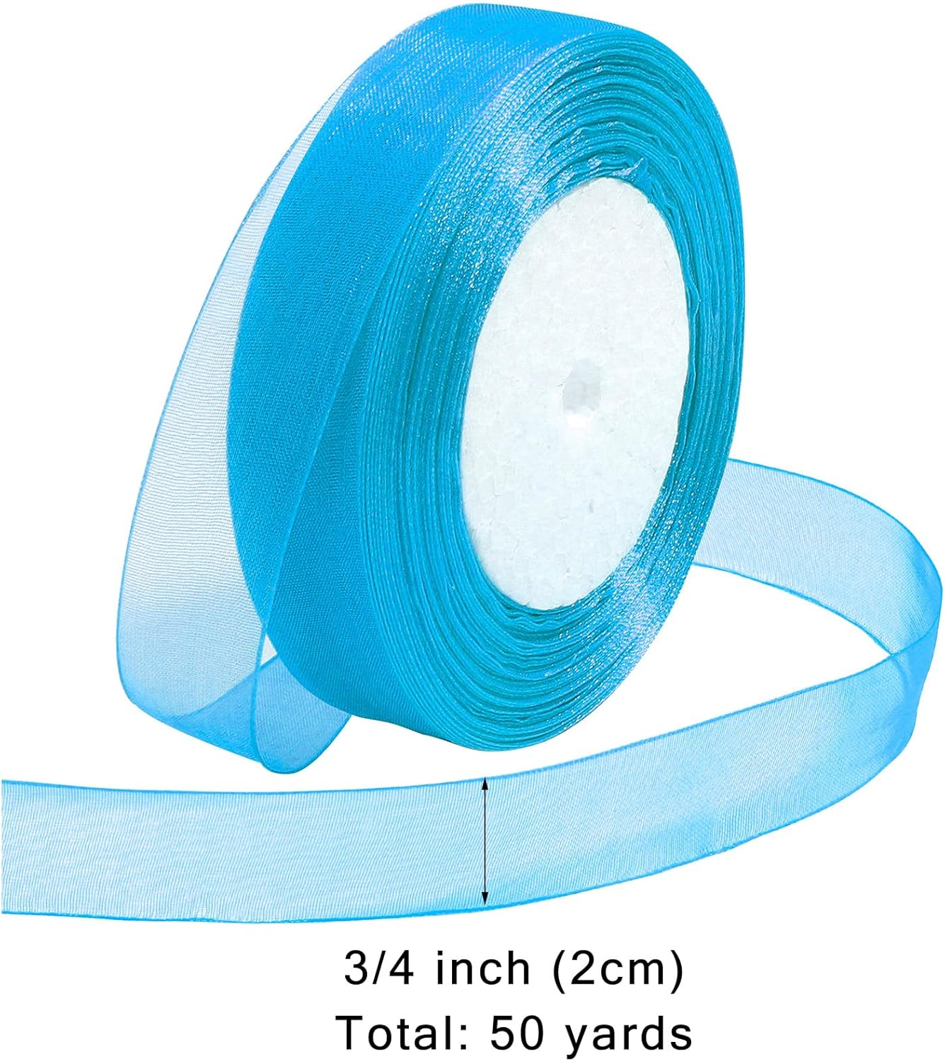 Ribbon for Gift Wrapping 3/4 inch Teal Sheer Organza Ribbon for Flower Bouquet Tulle Thin Chiffon Ribbons for Wedding Invitations Christmas Halloween Presents Decorations Crafts 50 Yards - Crafty Corner