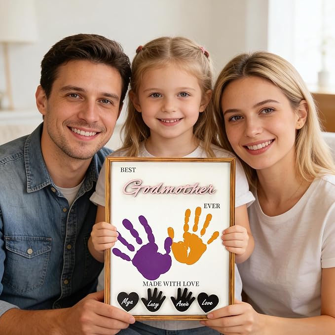 Godmother Gift DIY Handprint Kit, Personalized Godmother Gifts for Women, Will You Be My Godmother Baptism Christening Gift, Handmade Keepsake Gift for Godmother