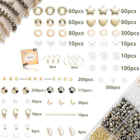 Xylise Jewelry Making Supplies Kit Natural Stone Beads for Irregular Natural Stone with for DIY Craft Bracelet Necklace Earrings for Adults (Variegated)