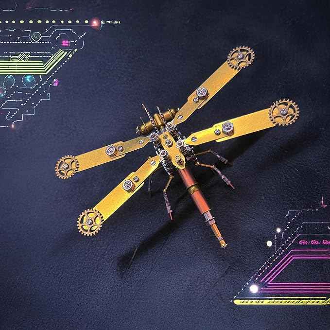 Making kit Metal Insect Bug Mechanical Sculpture Dragonfly Hobby Kits for Men Arts and Crafts Cool Things for Men Gifts for Birthday Ideas (Mechanical Dragonfly C)