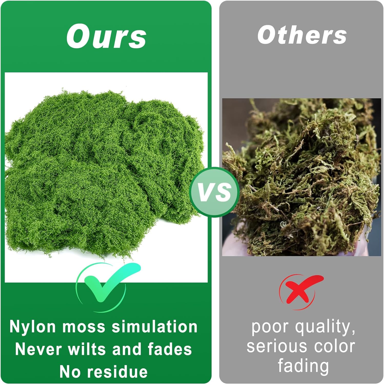 Draupnir Fake Green Moss for Potted Plants, 10.6OZ Fake Moss for Plants Indoor,Faux Moss for Crafts Artificial Moss Decor, DIY Decorative Moss for Fairy Garden Glass Containers Wedding (300g) - Crafty Corner
