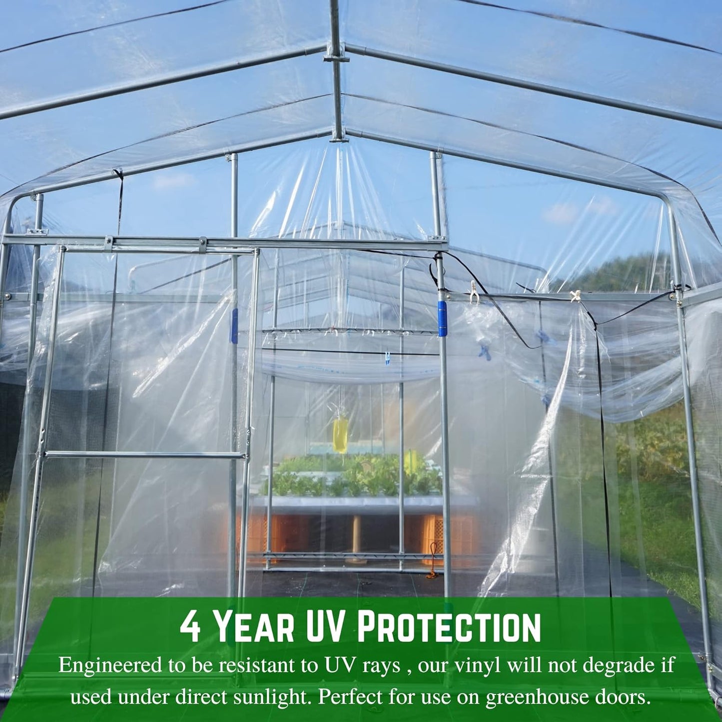 Farm Plastic Supply - Clear Vinyl Sheeting - 15 Mil - (4'6" x 150') - Vinyl Plastic Sheeting, Clear Vinyl Sheet for Storm Windows, Covering, Protection, Tablecloth Protector
