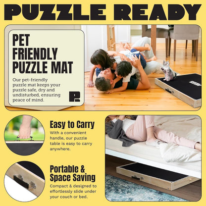 Puzzle Ready Jigsaw Puzzle Table with Drawers - 24x30 in, Wood, 1,000 Pc, 3 Angles - Color-Coded Puzzle Trays for 1,000-Pc Sorting - Tilt Angles for Jigsaw Workstation Table - Portable w/Handle