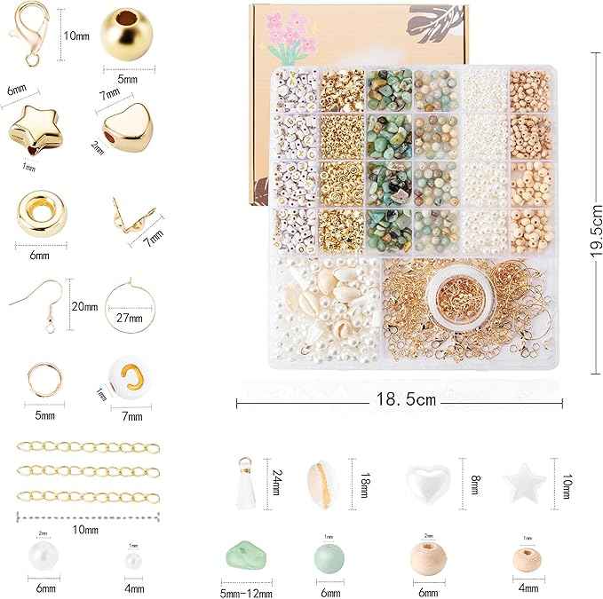 Xylise Jewelry Making Supplies Kit Natural Stone Beads for Irregular Natural Stone with for DIY Craft Bracelet Necklace Earrings for Adults (Amazonian)