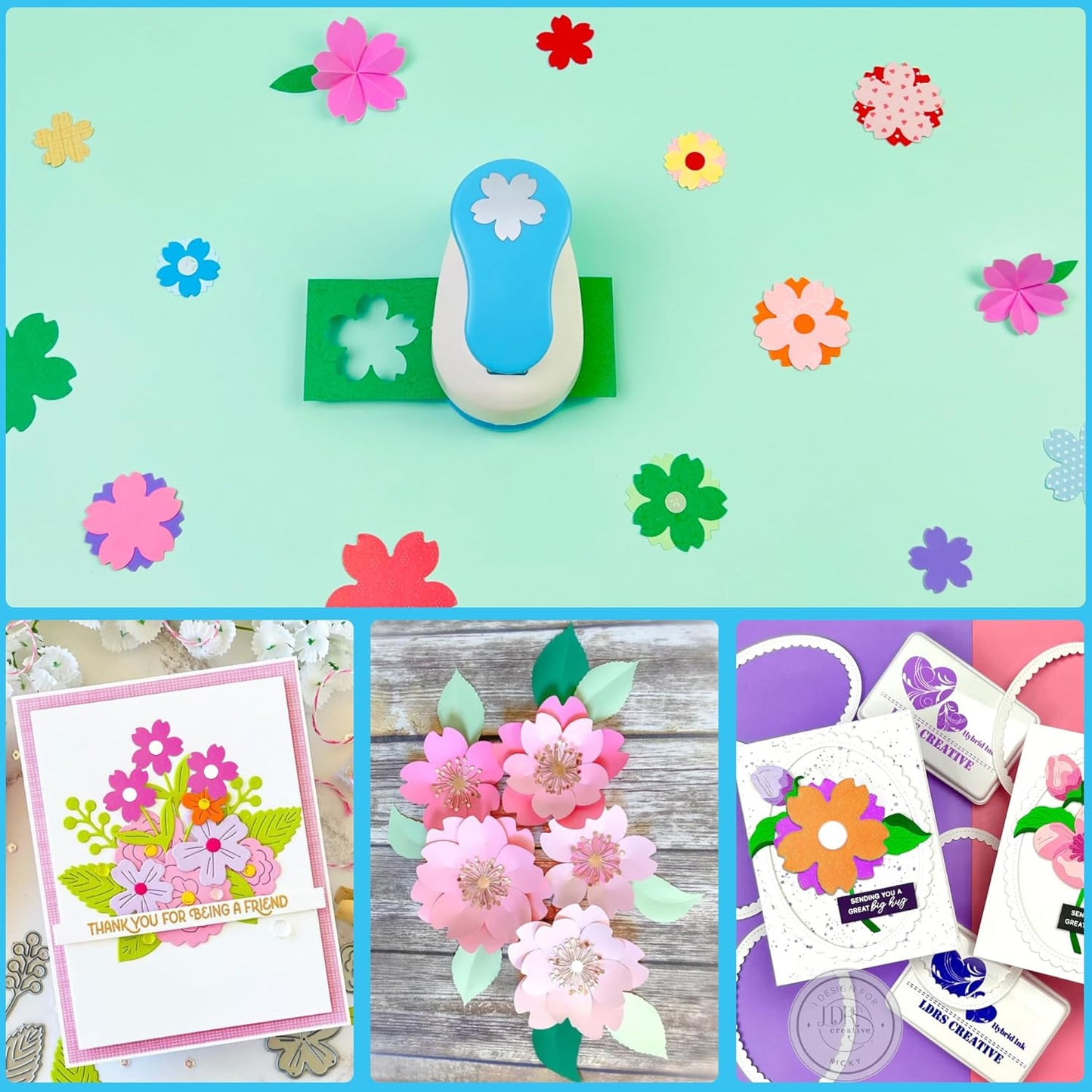 Flower Hole Punch for Paper Crafts, 1.5-Inch Across, Cherry Blossoms Punch Cutter, Lever Punch, Flower Shape for Card Making, Scrapbooking, DIY Arts - Crafty Corner