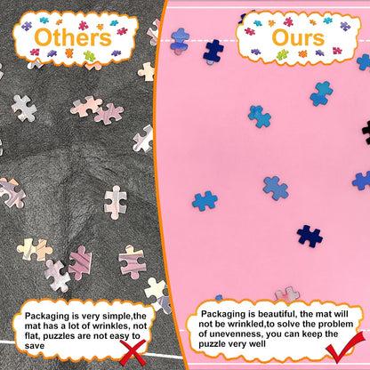Napzy Puzzle Mat Rollup Puzzles Organizer 1500 1000 500PCS Puzzled Mat Pink Has Gift Box Non-Slip Felt Jigsaw Matt Roll Up Puzzling Board for Jigsawn Keeper Saver with 8 Jigsaws Tray