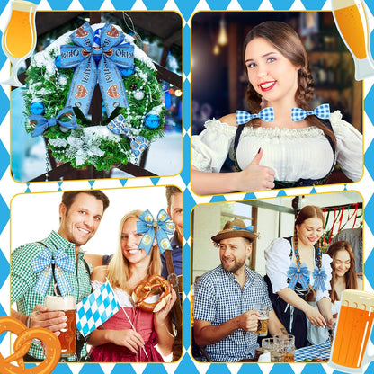 12 Rolls Oktoberfest Wired Edge Ribbon for Wreaths 2.5 Inch x 30 Yards Blue and White Print Grosgrain Ribbon Bavarian German Beer Crafts for Oktoberfest Party Decorative Supplies, 12 Styles - Crafty Corner