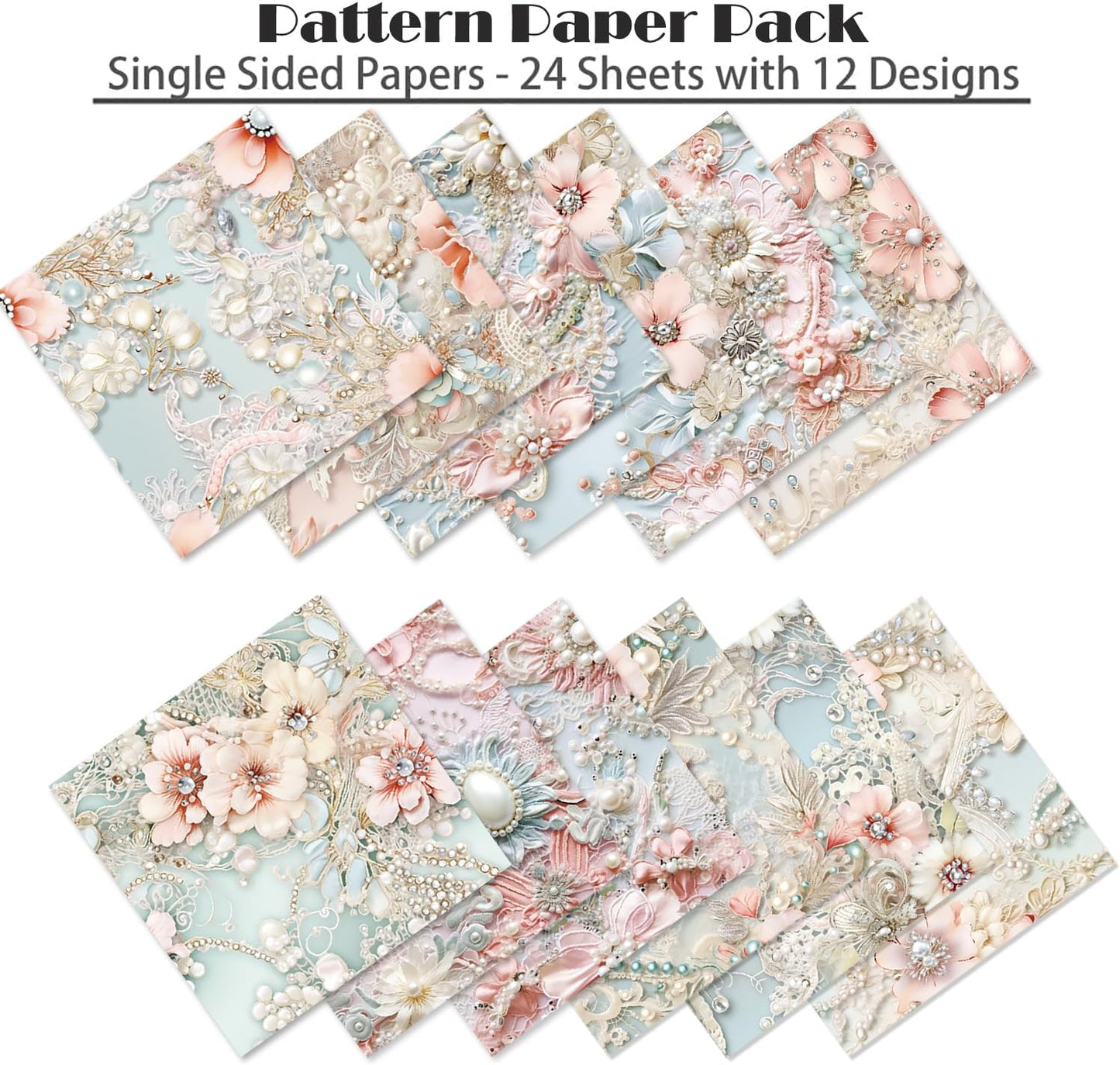 Scrapbook Paper 6X6, Card Making Supplies, Single-Sided Cardstock Paper Pads, Decorative Craft Paper, Pearlescent Bloom Pattern Paper Pack, Decopodge Papers, Scrapbooking junk journal Supplies-24 PCS - Crafty Corner