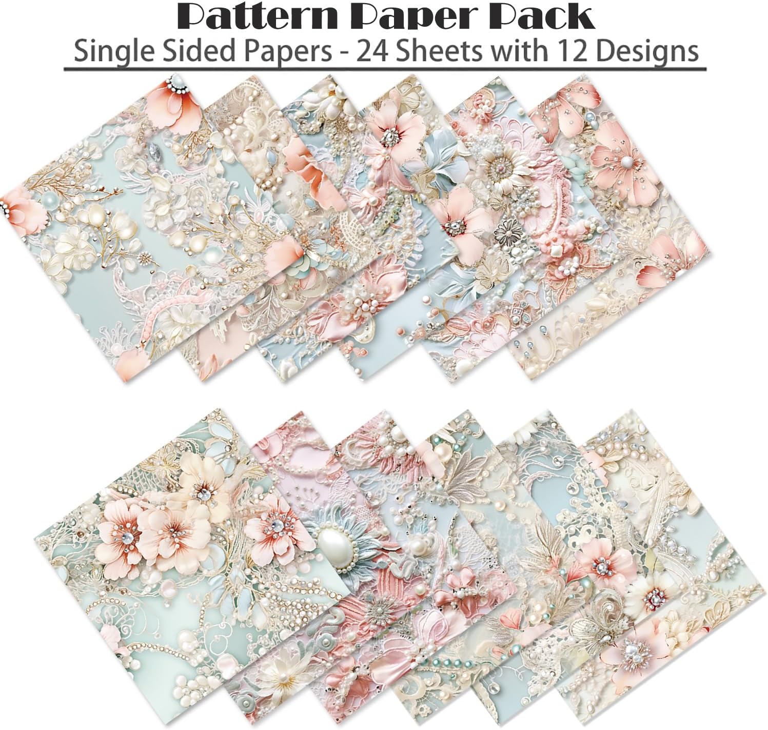 Scrapbook Paper 6X6, Card Making Supplies, Single-Sided Cardstock Paper Pads, Decorative Craft Paper, Pearlescent Bloom Pattern Paper Pack, Decopodge Papers, Scrapbooking junk journal Supplies-24 PCS - Crafty Corner