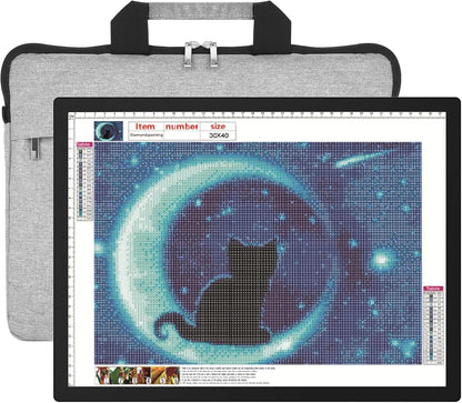 HIUKCOLED A3 Built-in Tilt Stand Light Tracing Box with Carry Bag, 3 Colors/Stepless Dimmable/6-level Brightness Adjustable, Battery Powered LED Light Board for Drawing,Diamond Painting,Sketching