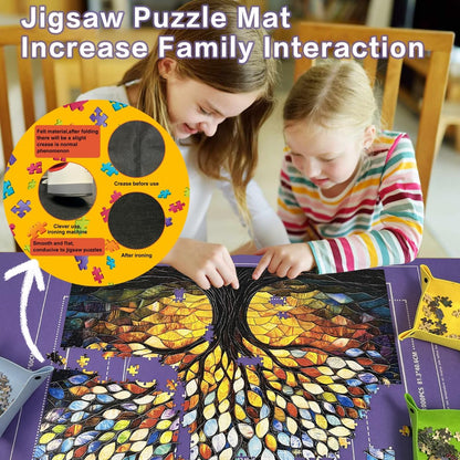 Napzy Puzzle Mat Rollup Puzzle Mats for Jigsaw Puzzles Storage Matt Roll Up Board Saver with 8 Sorting Trays 1 Drawstring Bag Jigsaws Table for Up to 1500PCS