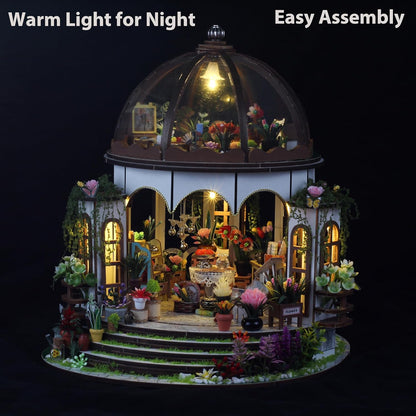 ISSEVE Book Nook Kit, Miniature House Kit with LED Light, Wood Garden DIY Mini House Building Kit, Tiny Dollhouse Home Decor, Halloween Christmas Birthday Crafts Gifts for Adults (Hanging Garden)