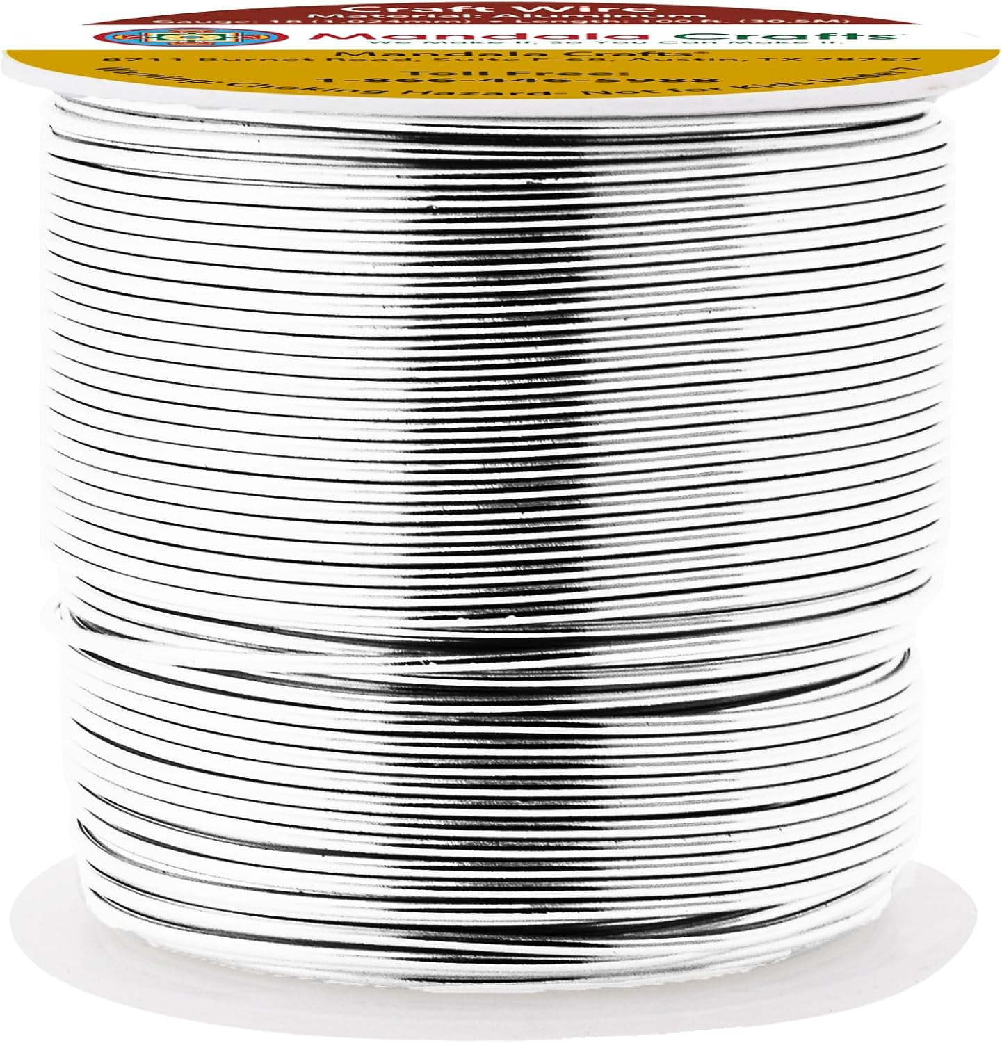 Mandala Crafts 18 Gauge Anodized Aluminum Craft Wire for Jewelry Making - 100 FT Colored Flexible Silver Tone Wire - Bendable for Bonsai Armature Crafting Sculpting - Crafty Corner