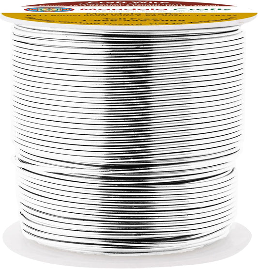 Mandala Crafts 18 Gauge Anodized Aluminum Craft Wire for Jewelry Making - 100 FT Colored Flexible Silver Tone Wire - Bendable for Bonsai Armature Crafting Sculpting - Crafty Corner