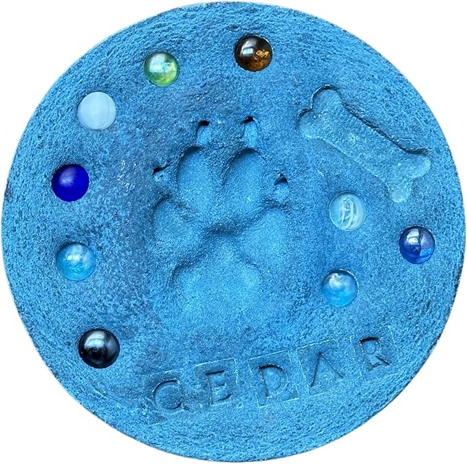 DIY Paw Print Kit for Pets, Personalized Memorial Stepping Stones for Gifts and Pets, Pet Garden Stone (10 Inch, Gray)