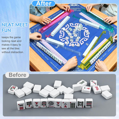 Mahjong Racks with Pushers Set of 4, Plastic American Mahjong Tile Racks Transparent, Mah Jongg Accessories Gifts for Mj Enthusiast