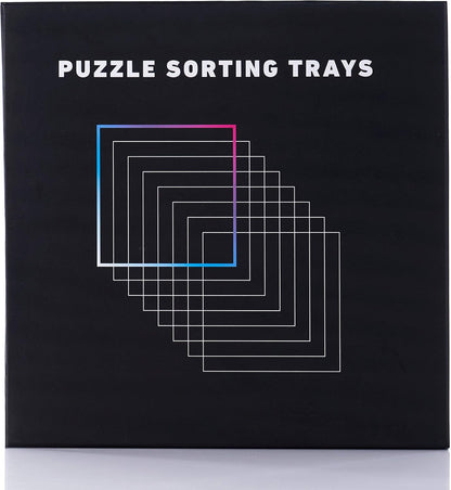 8 Puzzle Sorting Trays with Lid 8" x 8" - Jigsaw Puzzle Accessories Black Background Makes Pieces Stand Out to Better Sort Patterns, Shapes and Colors | for Puzzles Up to 1500 Pieces