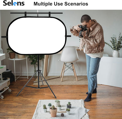 Selens 23.6x35.4in/60x90cm Oval Light Reflector Diffuser, Collapsible Soft Light Diffusion with Carrying Bag for Photo Studio Photography