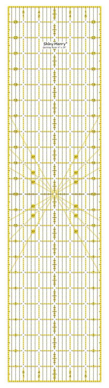 Quilting Ruler 6"x24",Non-Slip Clear Acrylic Sewing Ruler with Easy-to-Read Grid,Yellow & Black Grid Design,Perfect for Fabric,Patchwork,Cutting & Sewing Crafts,Durable Tool for Quilting