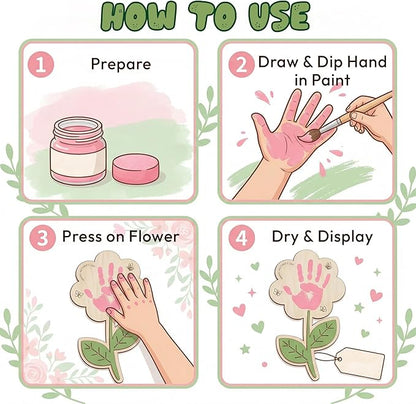 HYPERI DIY Mothers Day Crafts for Kids Handprint Art, Handprints Wooden Rose Flower Bouquet, Mothers Day Gifts for Mom from Kids, for Grandma from Grandkids, Mothers Day Keepsake Craft