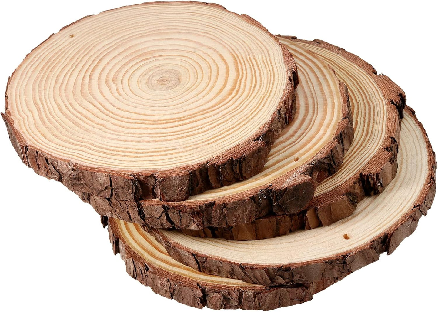 JEUIHAU 10 PCS 6.7-7 Inches Natural Wood Slices with Holes, Unfinished Predrilled Wooden Circles Tree Bark Slice, Blank Wooden Log Circles for DIY Crafts, Arts Wood Slices, Christmas Ornaments - Crafty Corner