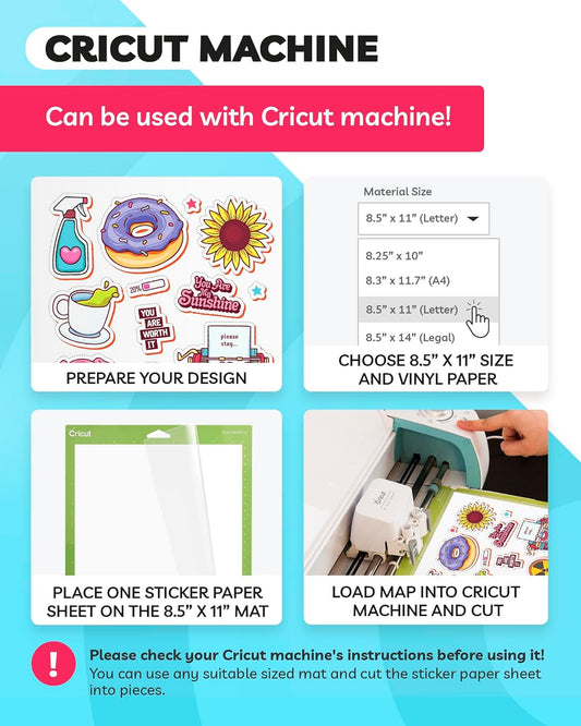 Sticker Paper for Inkjet Printer - (30 Sheets), 8.5 x 11" Letter Size, Matte Sticker Paper - Ideal for Crafting and Printing Vibrant, Long-Lasting Designs