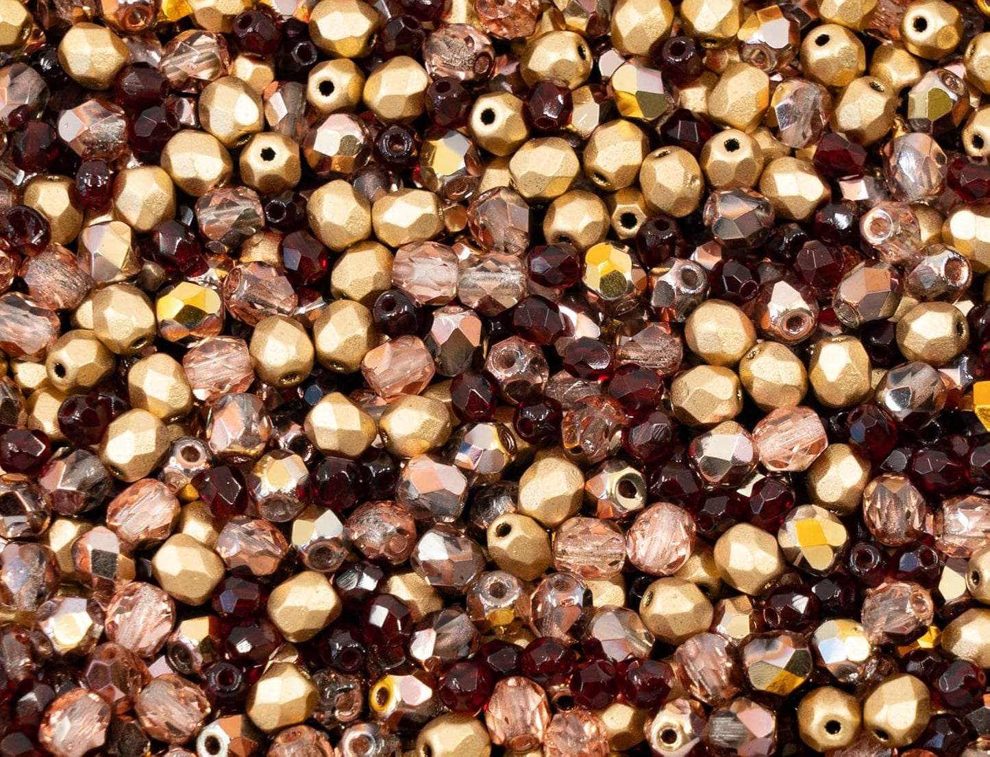 1.8 oz (50g, Approx. 1220 pcs) Mix of Faceted Fire Polished Pressed Czech Glass Beads, Sparkling Shiny Mix BCV