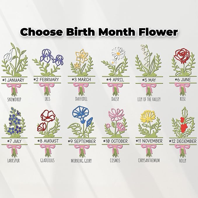 Personalized Birth Month Flower Sign, Custom Grandma Gifts for Mothers Day with Name, Flowers Art Craft Family Keepsake, Birthday Gifts for Women Mom Nana, Grandma's Wooden Sign for Home Decor
