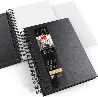 ARTEZA Watercolor Sketchbook Set, 3-Pack, 64 Pages per Book, 5.5 x 8.5 Inches, Black Hardcover Spiral Notebooks, 140-Pound Premium Watercolor Paper for Artists - Crafty Corner