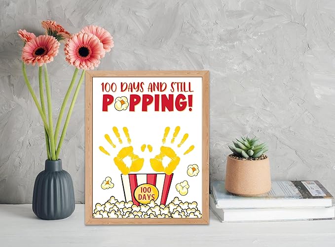 100 Days and Still Popping Handprint Craft Kit, 10-Pack 100th Day of School Greeting Cards 8.5x11", DIY Art Handprint Classroom Keepsake, Personalized Class Gifts for Students In Bulk from Teacher