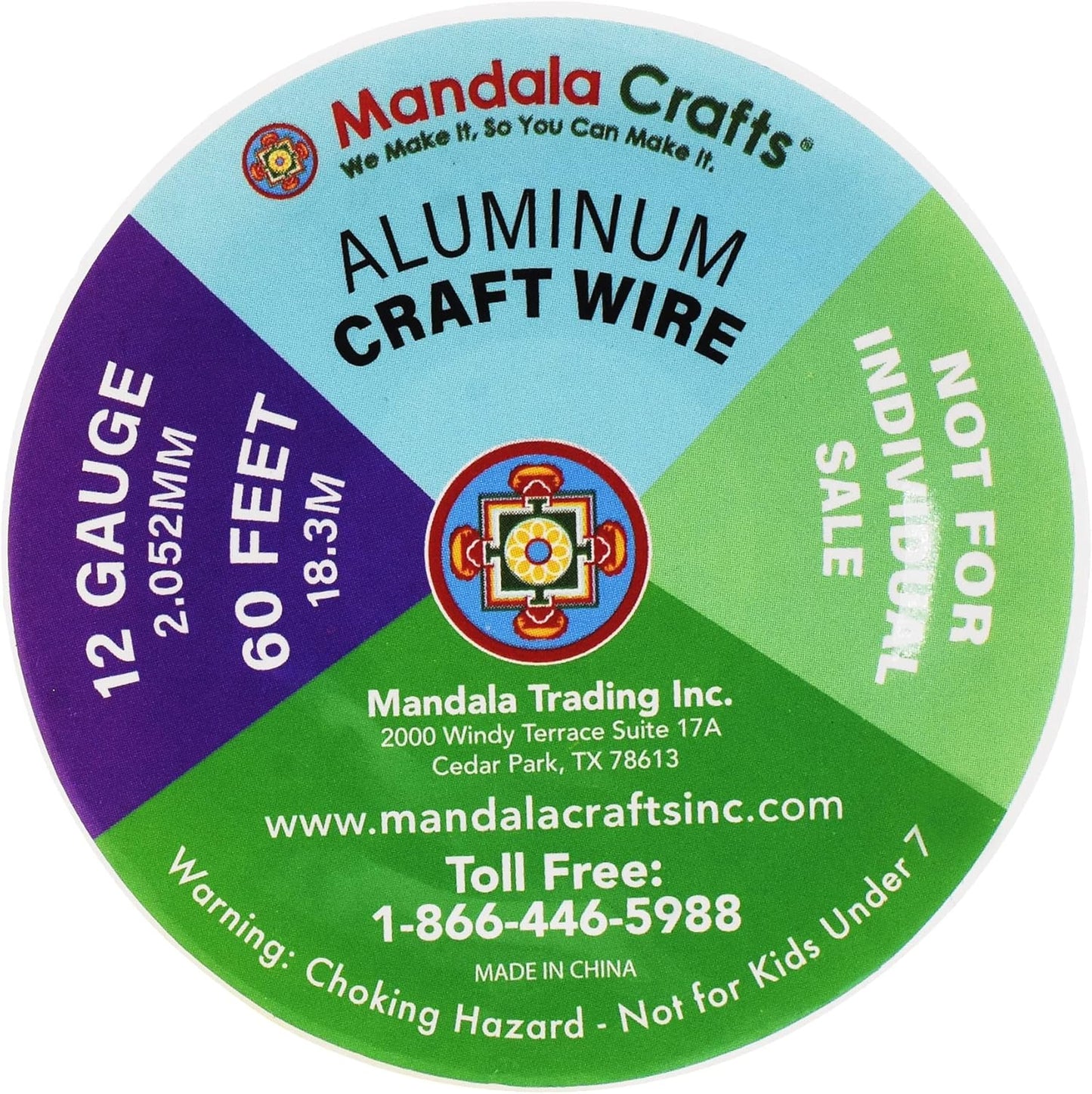 Mandala Crafts 12 Gauge Anodized Aluminum Craft Wire for Jewelry Making - 240 FT Colored Flexible Neutral Combo Wire - Bendable for Bonsai Armature Crafting Sculpting - Crafty Corner
