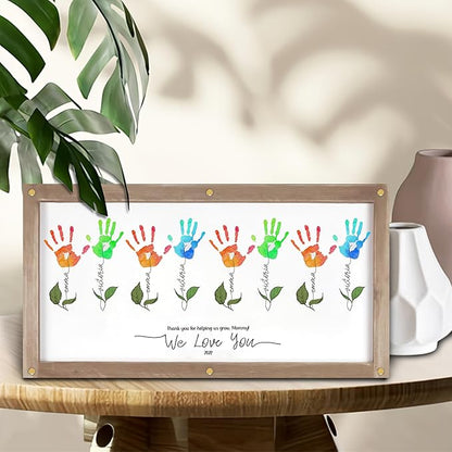 Flower Handprints Mother’s Day Handprint Art DIY Kit – Custom Mother's Day Handprint Art DIY Gifts for Grandparents and Moms from Kids, Christmas, Birthday Crafts Gifts